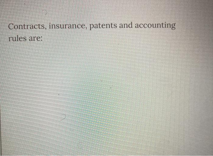 Solved Contracts, insurance, patents and accounting rules