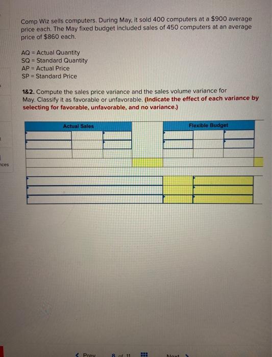 Solved Comp Wiz sells computers. During May, it sold 400