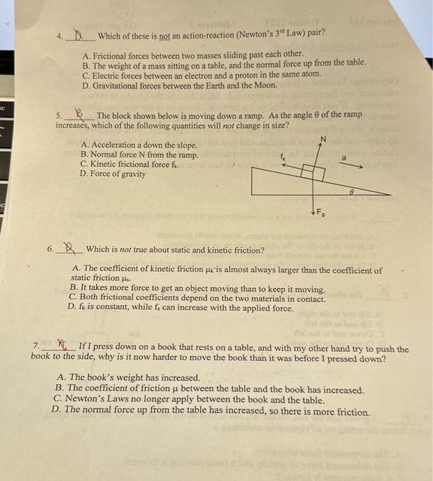 Solved 4. A Which of these is not an actionreaction