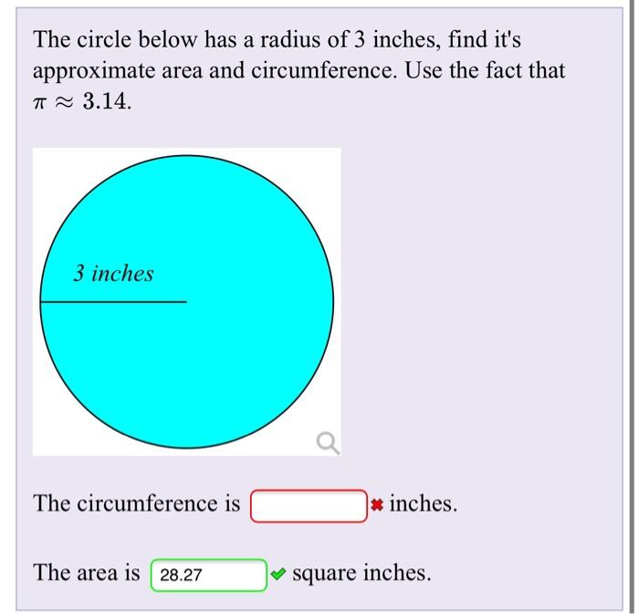 Solved 6 Find The Area Of The Circle Pictured Above. Round | Chegg.com