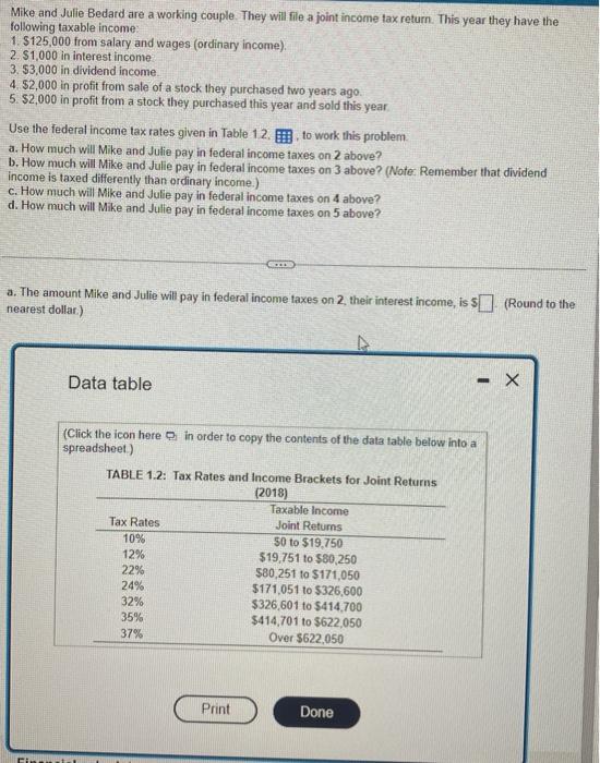 Solved Mike and Julie Bedard are a working couple. They will