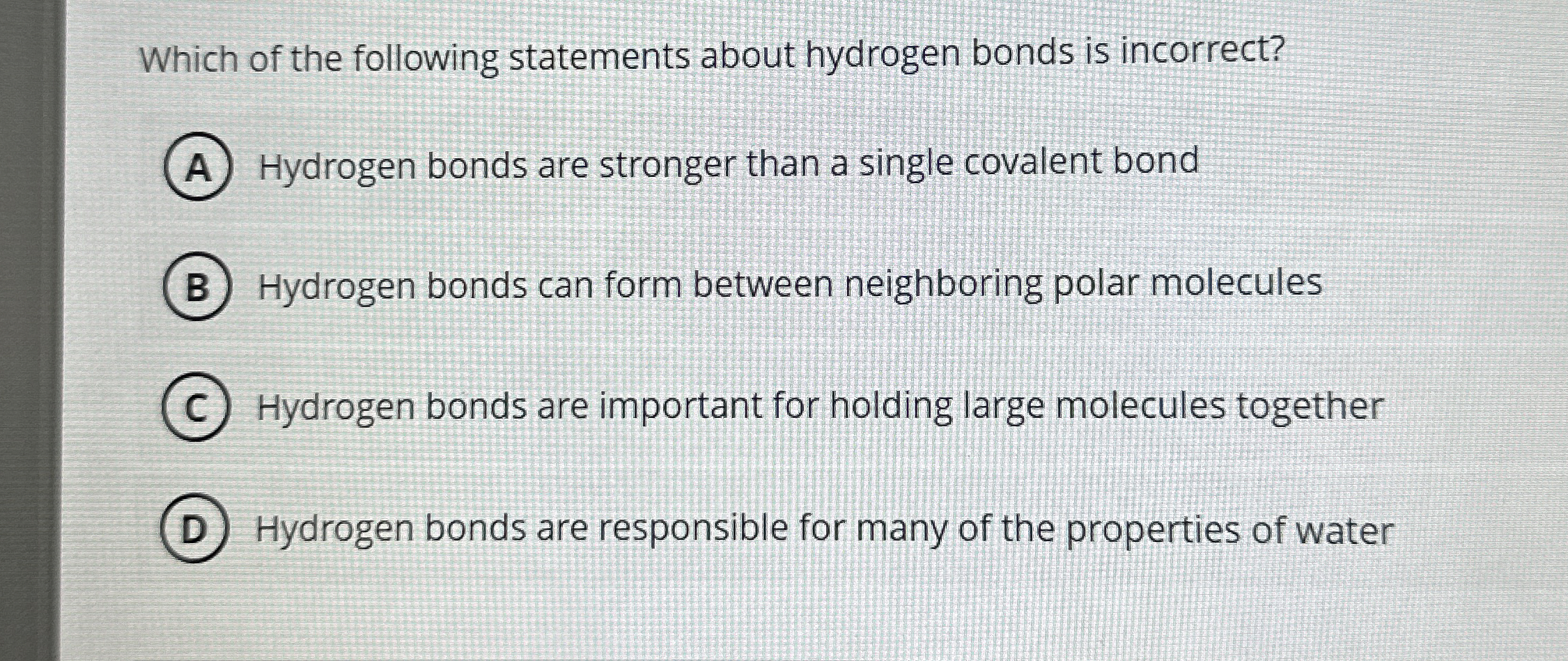 Solved Which of the following statements about hydrogen