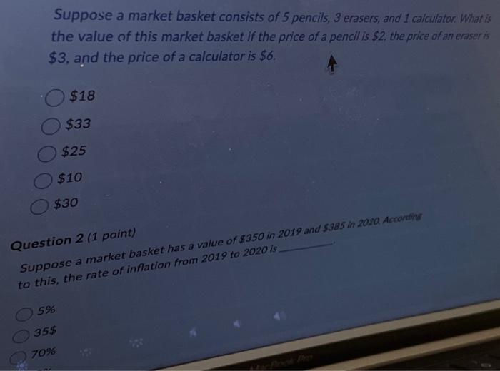 Solved Suppose a market basket consists of 5 pencils, 3