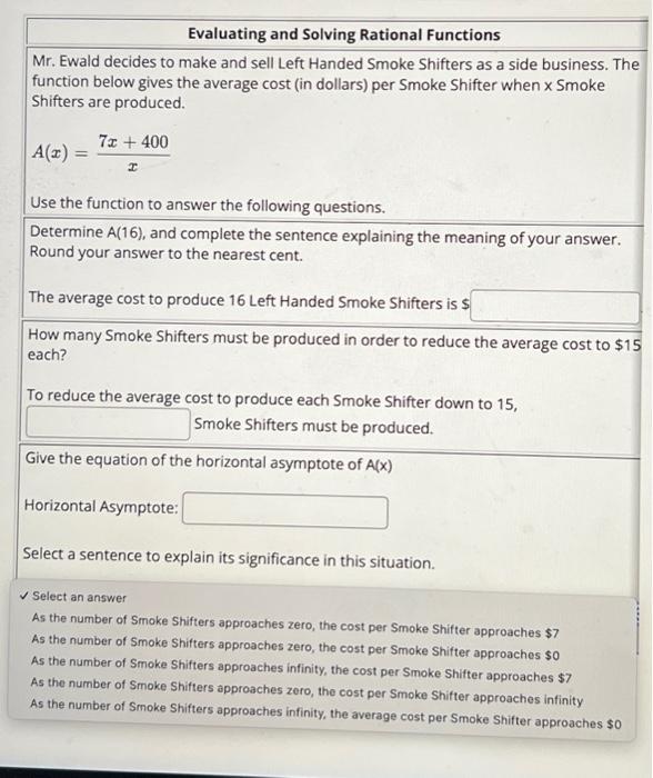 Solved Evaluating and Solving Rational Functions Mr. Ewald