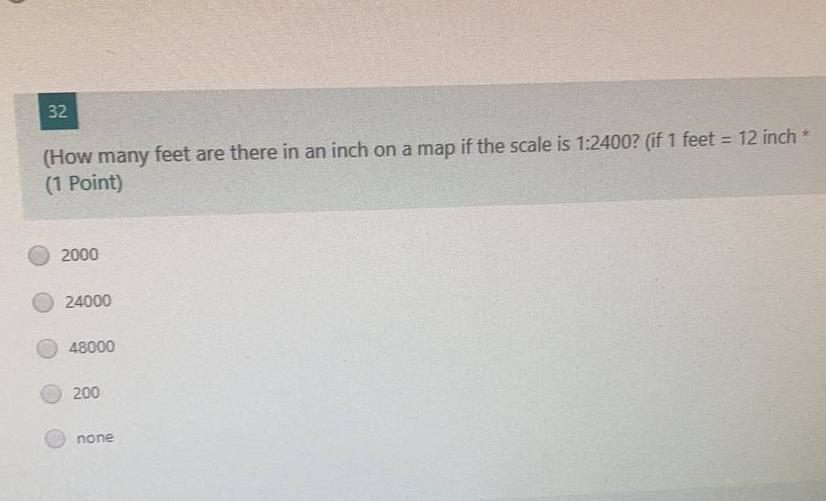 Solved 32 (How many feet are there in an inch on a map if