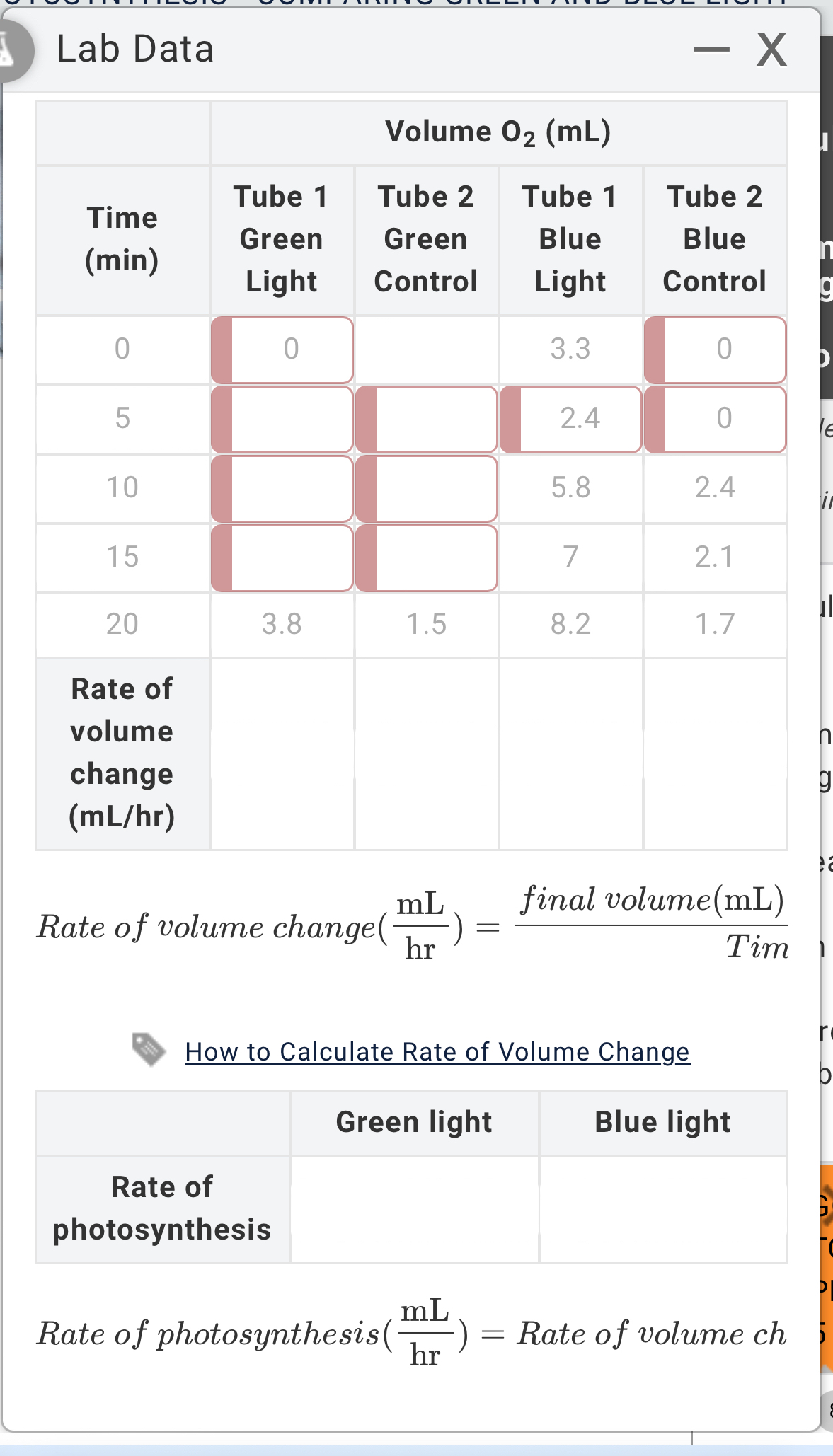 Solved 4. ﻿Calculate rate of volume change for Elodea in
