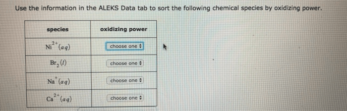 Solved Use The Information In The ALEKS Data Tab To Sort