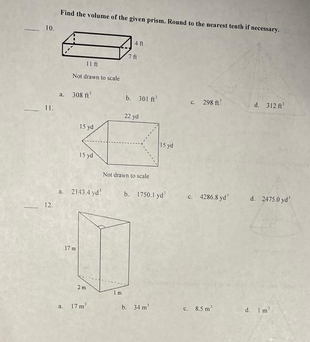 Solved Find The Volume Of The Given Prism. Round To The | Chegg.com