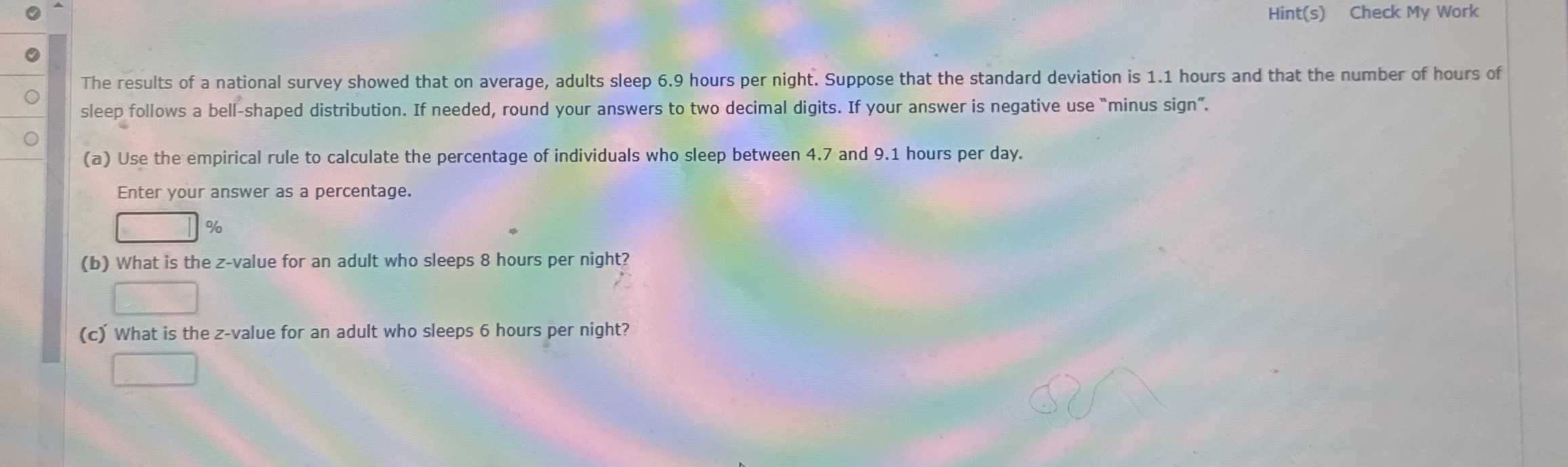 Hint(s) ﻿Check My WorkThe results of a national