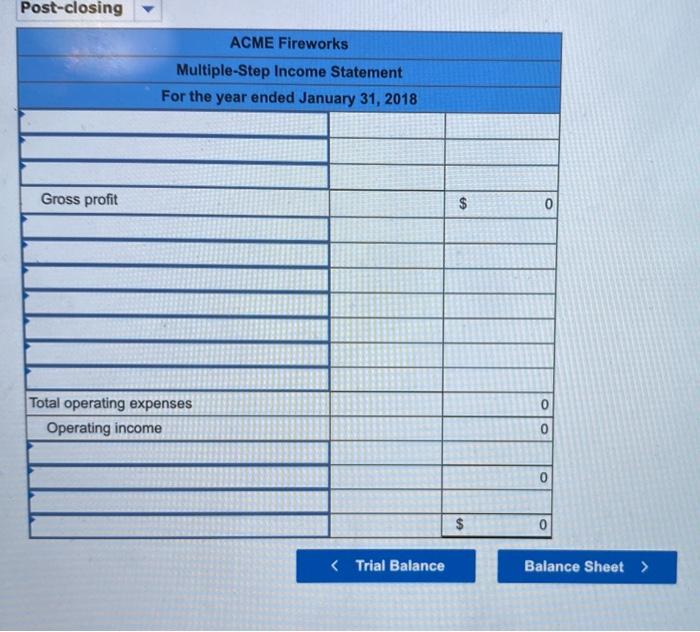 Solved ACME Fireworks Classified Balance Sheet January 31,