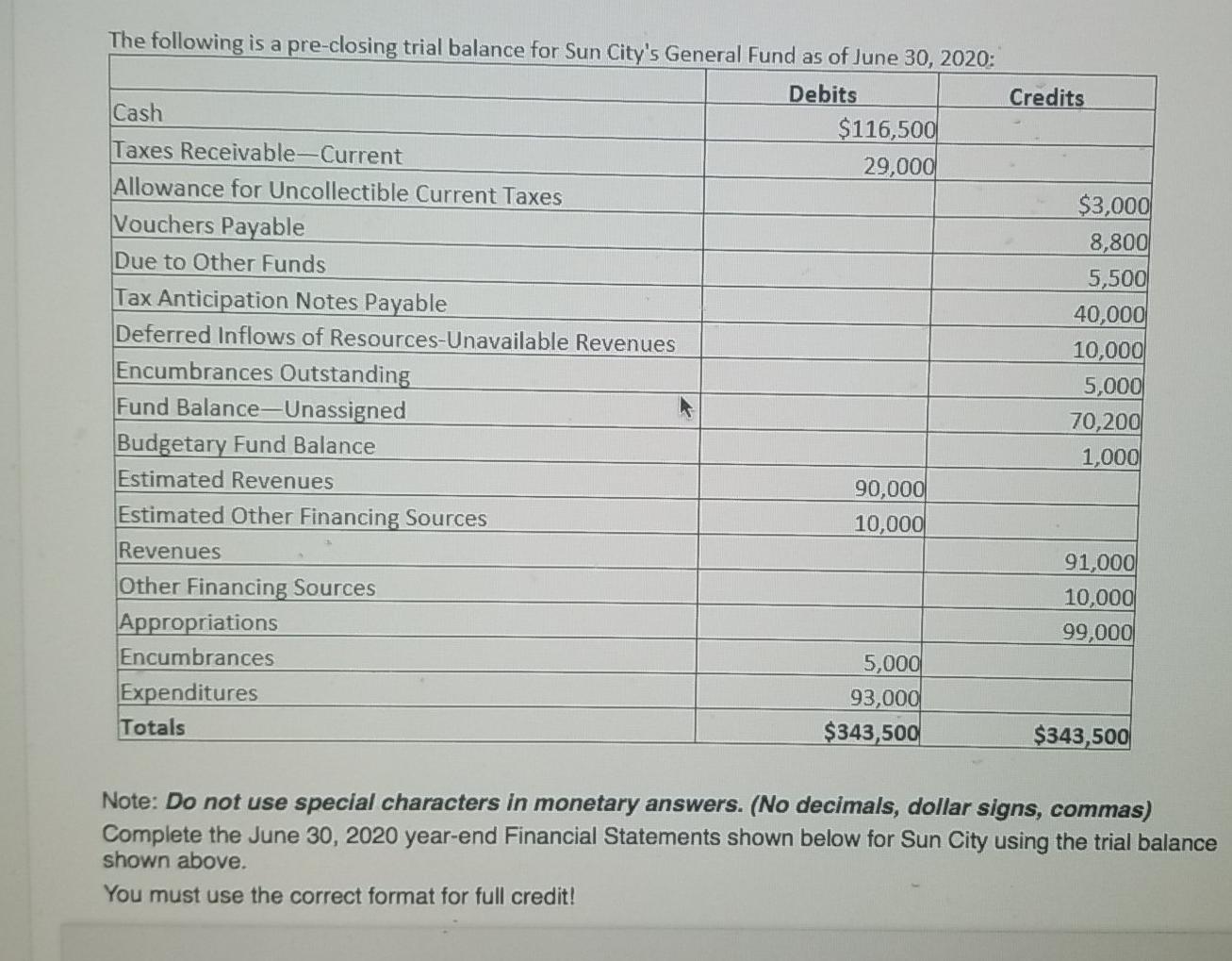 The following is a preclosing trial balance for Sun