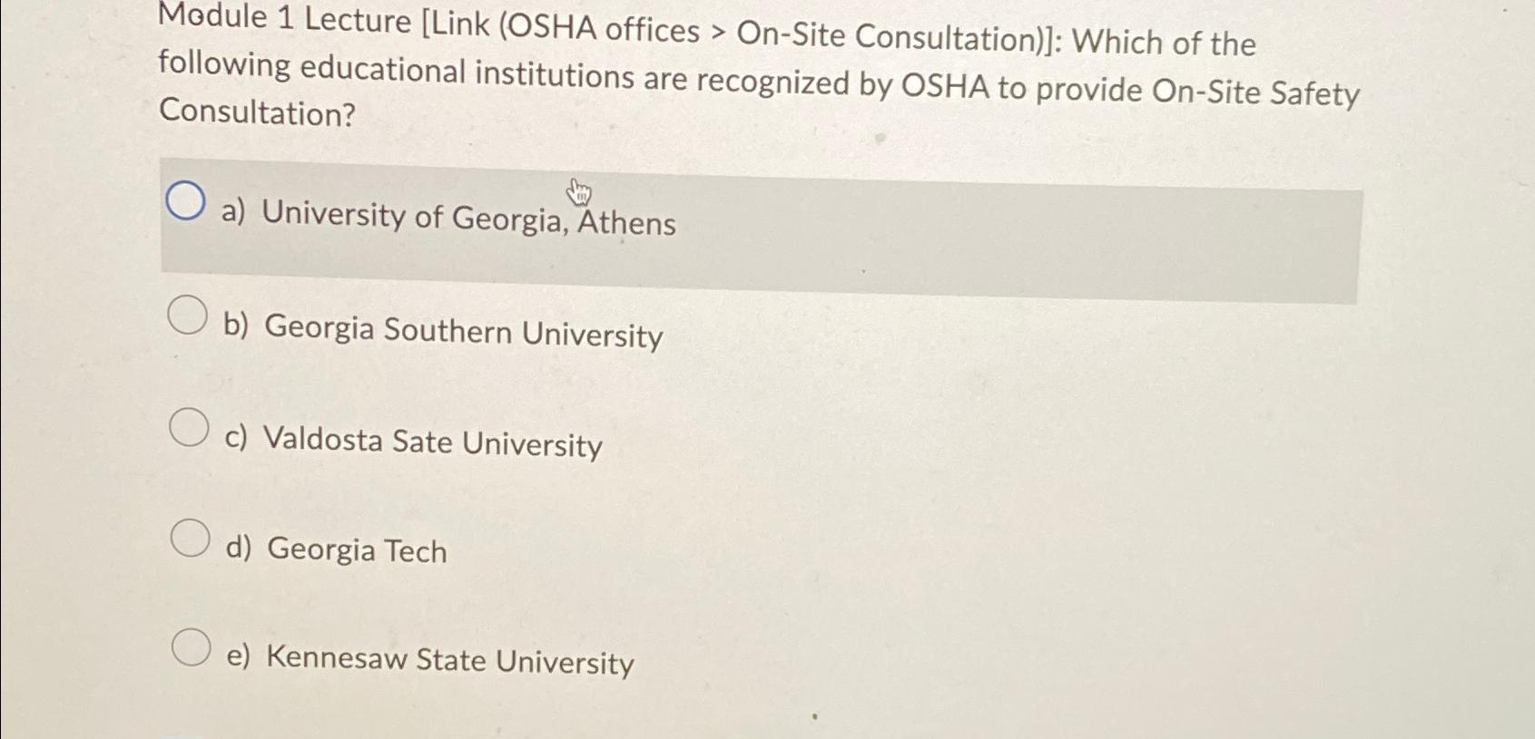 Solved Module 1 ﻿Lecture [Link (OSHA offices > ﻿OnSite