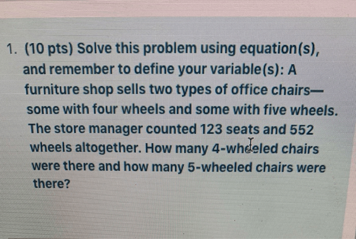 Solved 1. (10 Pts) Solve This Problem Using Equation(S), And | Chegg.com