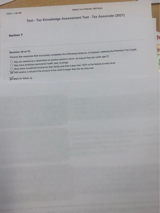 Solved How Your HARD 10521406 PM Test Tax Knowledge