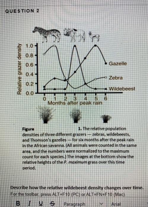 Solved QUESTION 2 1.0 0.8 0.6 Gazelle 14 Relative grazer | Chegg.com