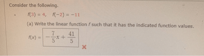 Solved Consider The Following. F(3) = 4, F(2) = 11 (a)