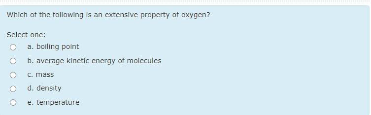 Which of the following is an extensive property of