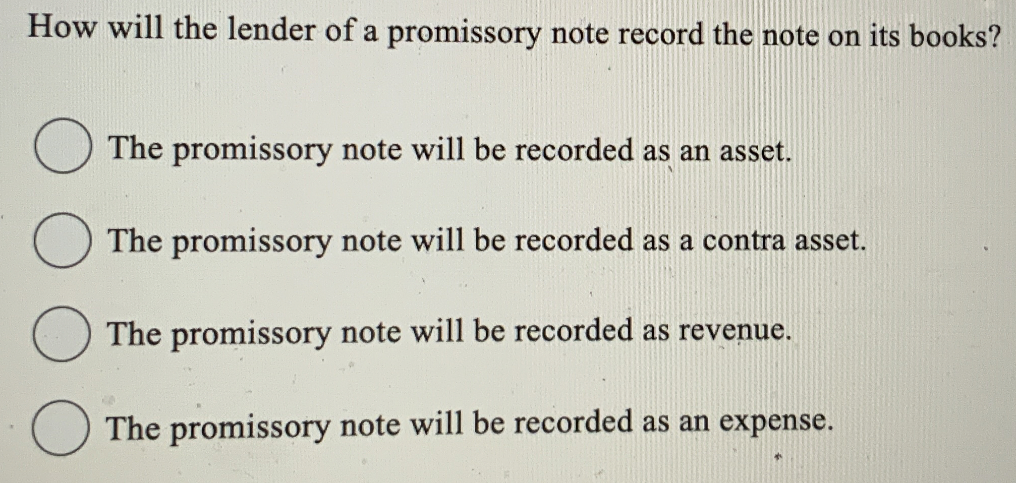 Solved How will the lender of a promissory note record the