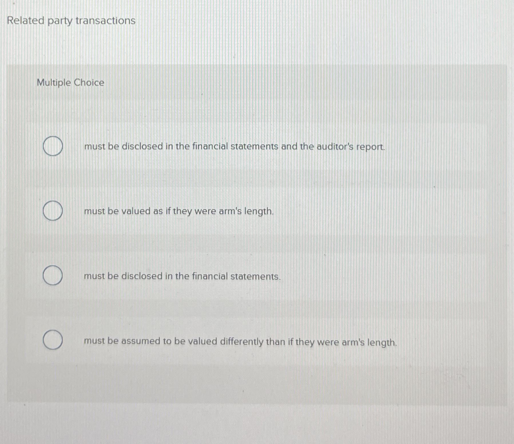 Solved Related party transactionsMultiple Choice ﻿must be