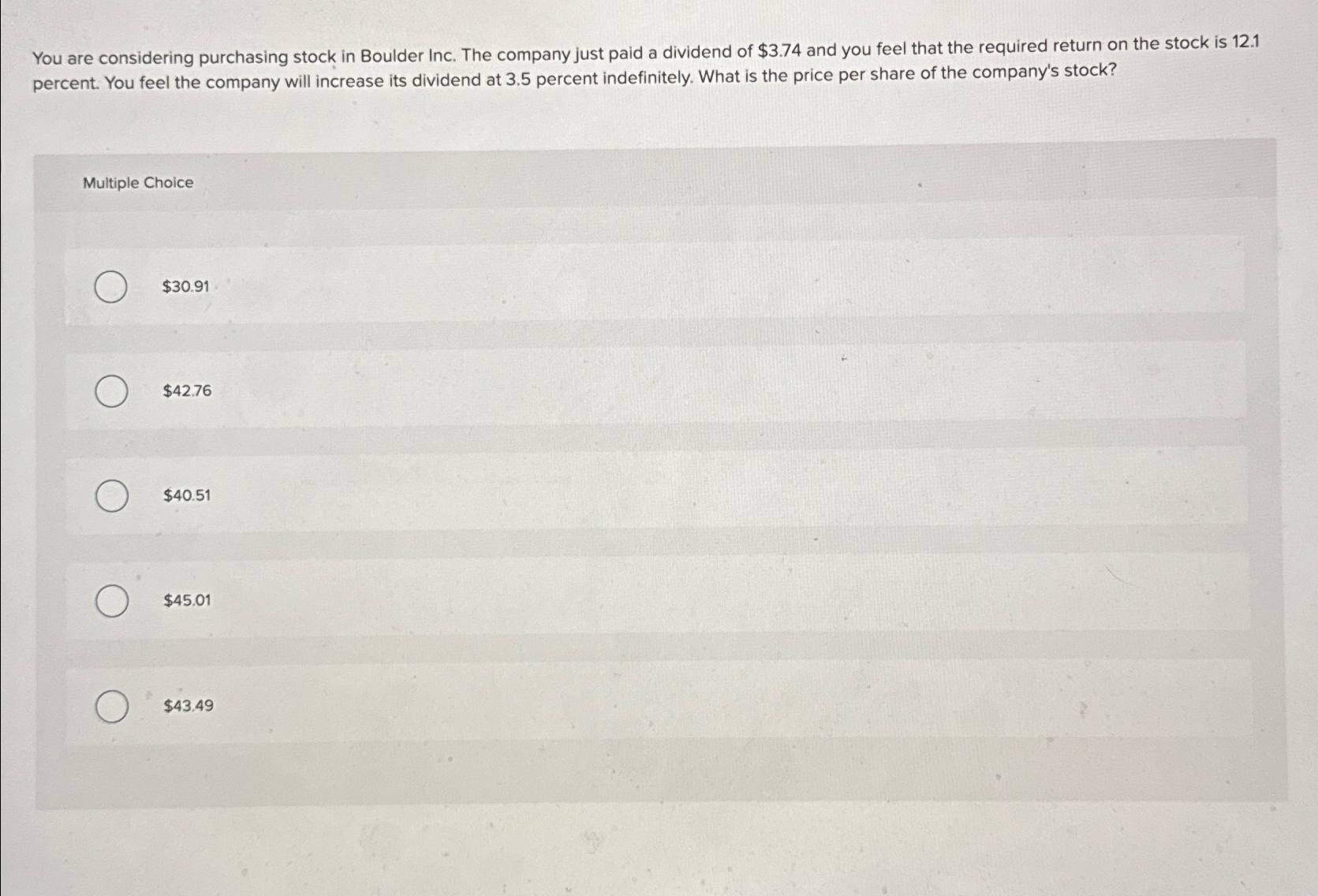 Solved You are considering purchasing stock in Boulder Inc.