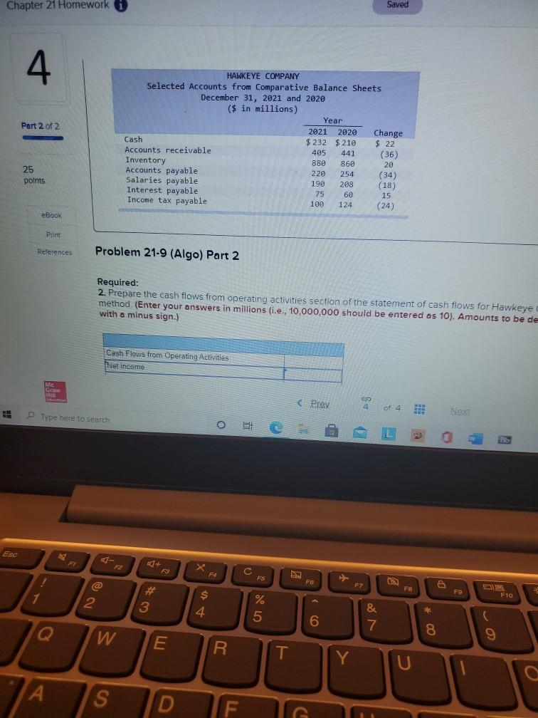 Solved 2 of 2 HAWKEYE COMPANY Statement For the Year