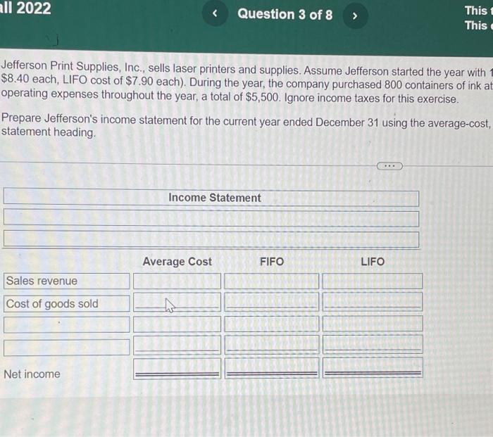 Solved Jetterson Print Supplies, Inc. sells laset printers