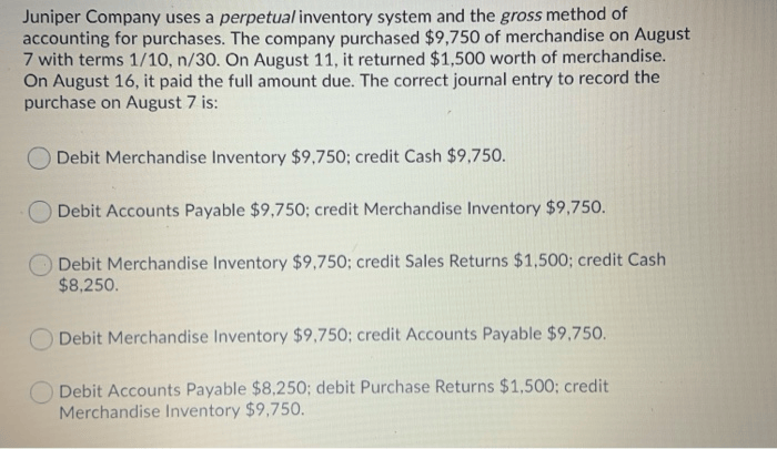 Solved Juniper Company Uses A Perpetual Inventory System