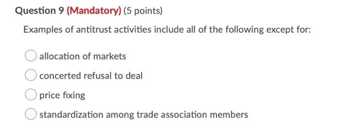 Solved Question 9 (Mandatory) (5 Points) Examples Of | Chegg.com