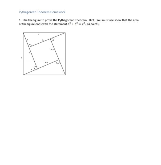 Solved Pythagorean Theorem Homework 1. Use the figure to | Chegg.com