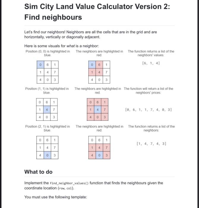 Solved Sim City Land Value Calculator Version 2 Find