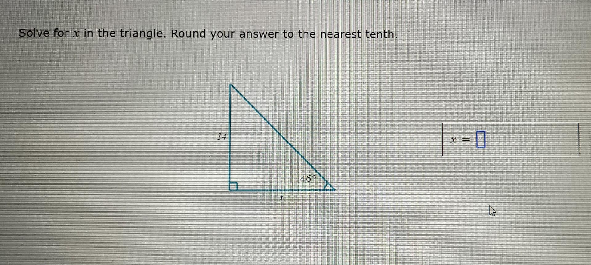 Solved Solve For X In The Triangle. Round Your Answer To The | Chegg.com