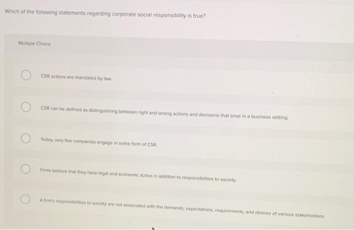 Solved Which Of The Following Statements Regarding Corporate | Chegg.com