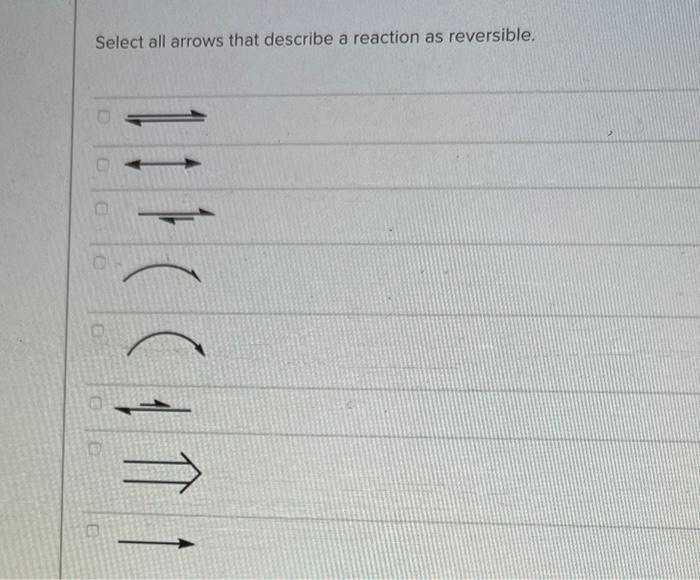 Solved Select all arrows that describe a reaction as