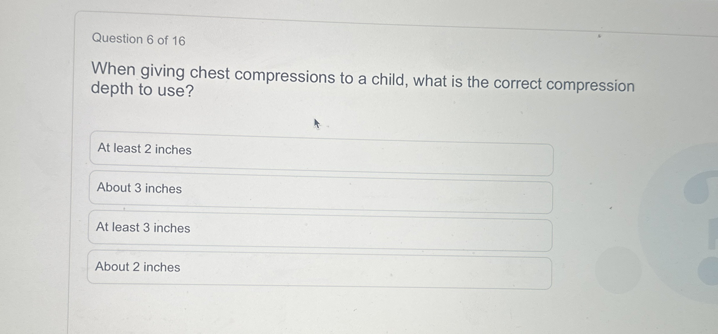 Solved Question 6 ﻿of 16When giving chest compressions to a