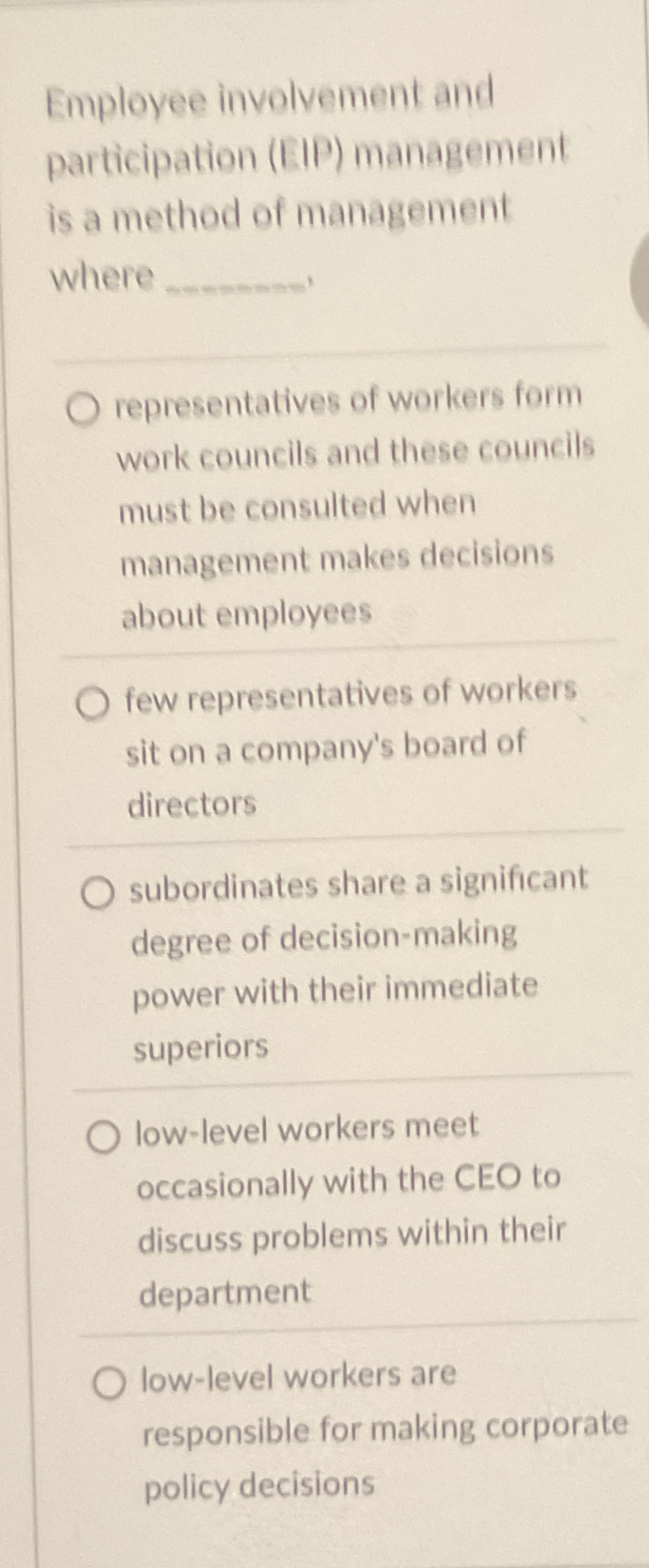 Solved Employee involvement andparticipation (EIP)