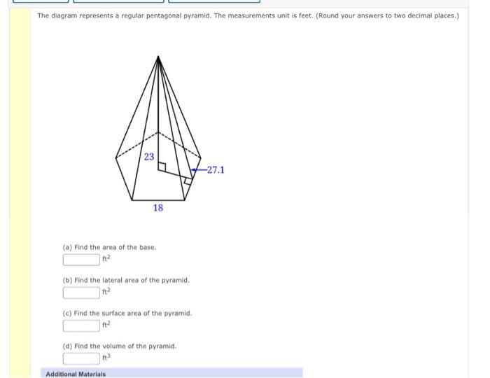 Solved The diagram represents a regular pentagonal pyramid.