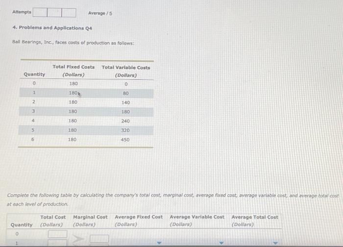 Solved 4. Problems and Applications Q4 Ball Bearings, Inc.,