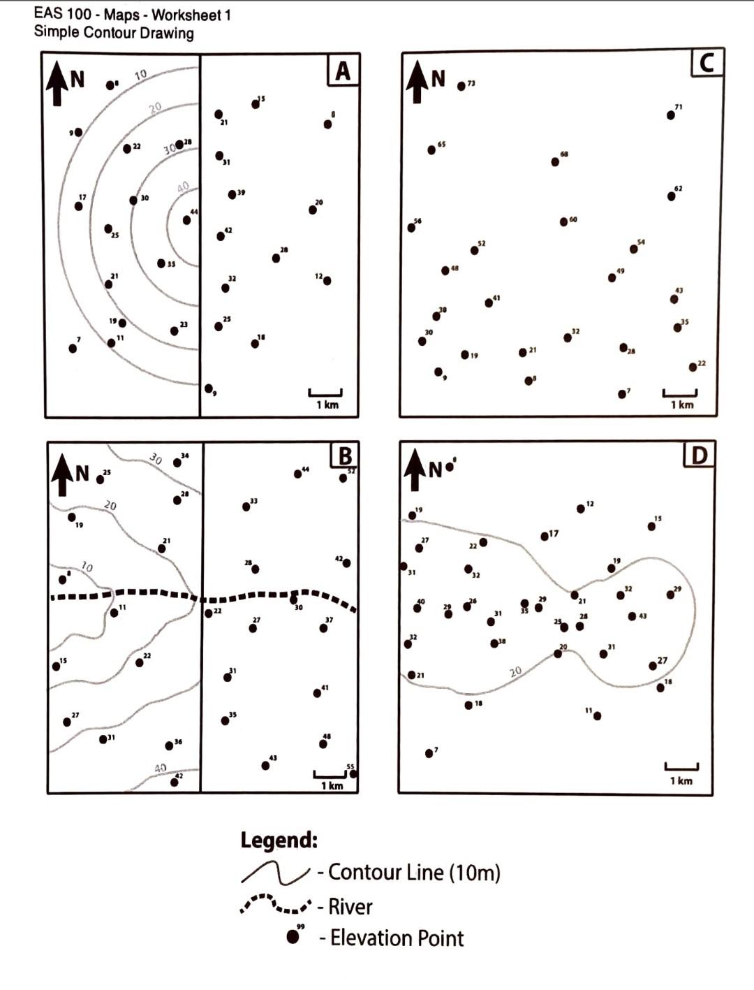 Solved Workcontains four partial topographic maps with