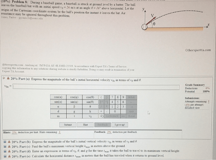 Solved (10%) Problem 8: During A Baseball Game, A Baseball | Chegg.com