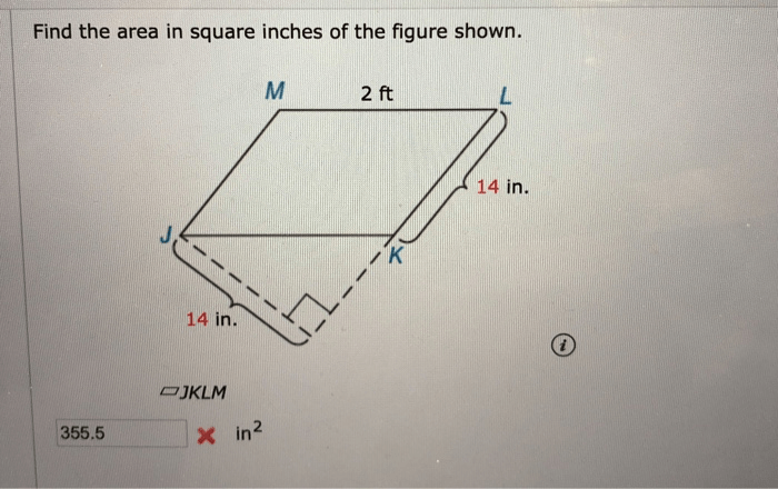 Solved Find The Area In Square Inches Of The Figure Shown...