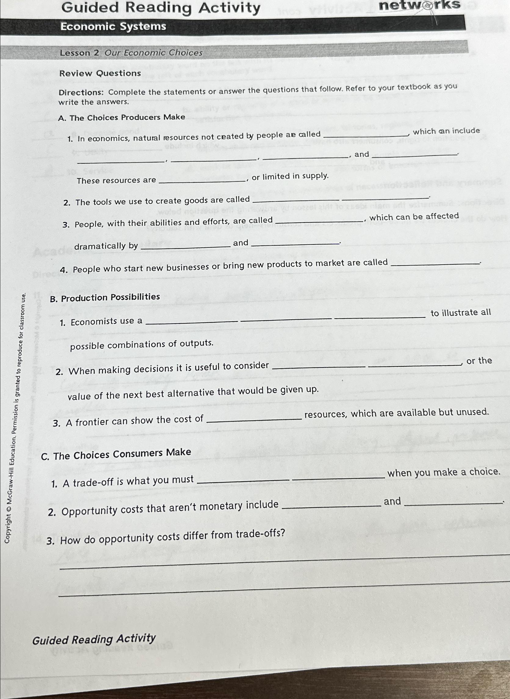 Solved Guided Reading ActivitynetworksEconomic SystemsLesson | Chegg.com