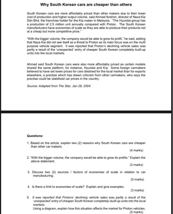 Solved Why South Korean cars are cheaper than others South