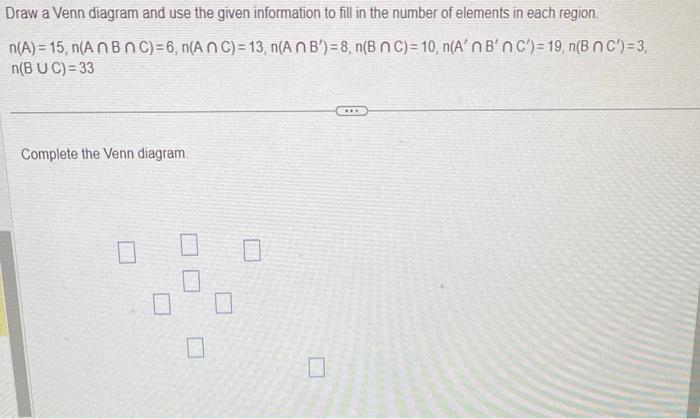 Solved Draw a Venn diagram and use the given information to | Chegg.com