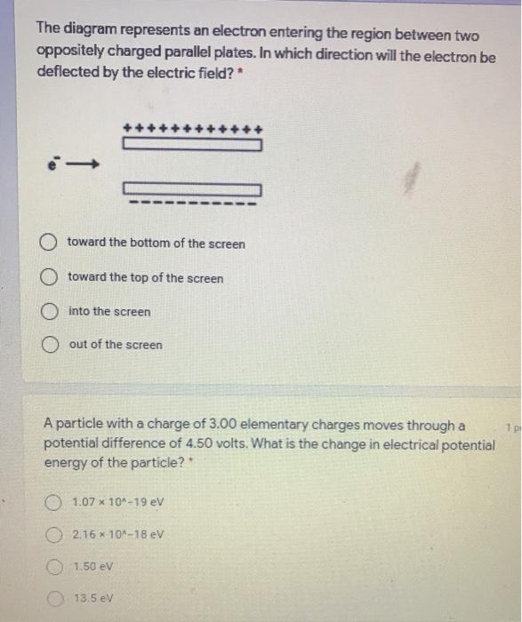 Solved 1 point A proton starts from rest and gains 8.35 x