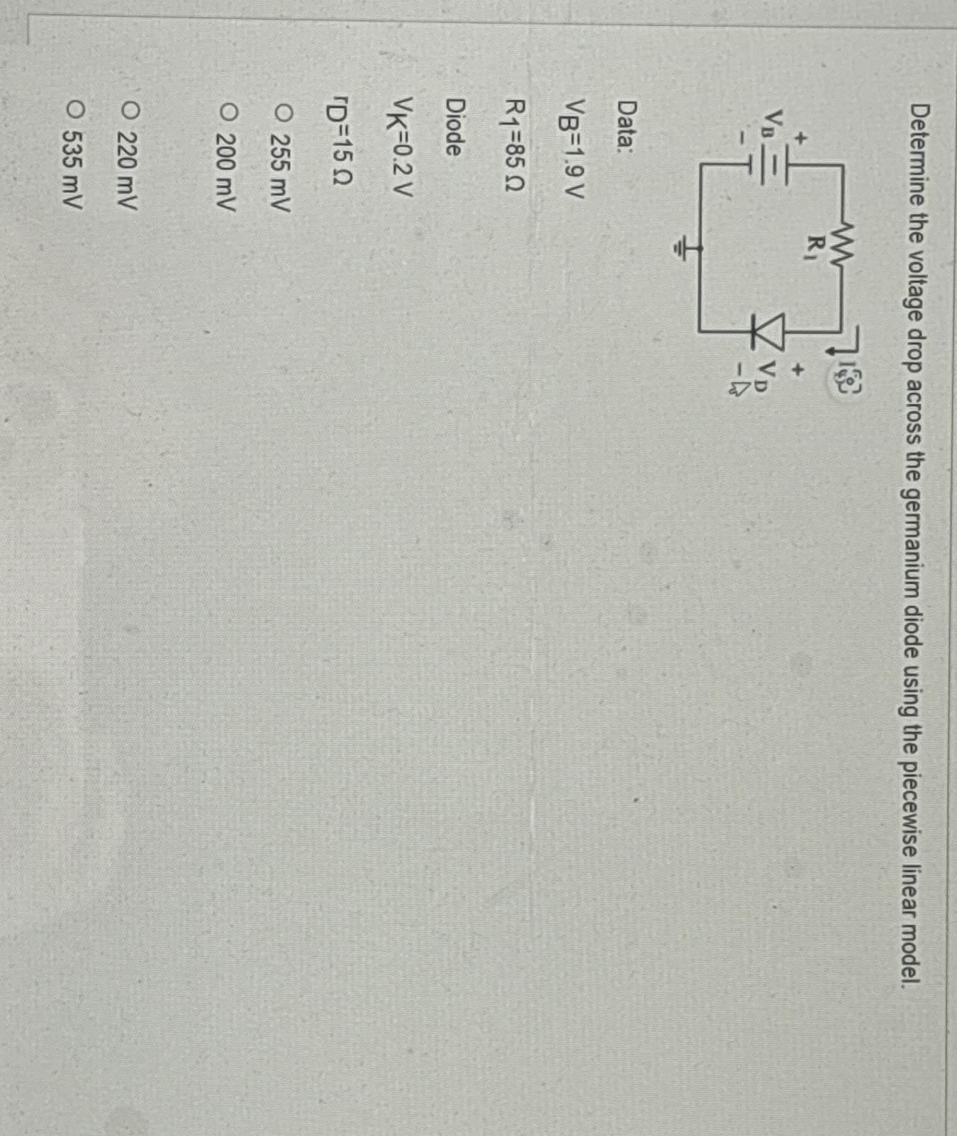 Solved Determine the voltage drop across the germanium diode