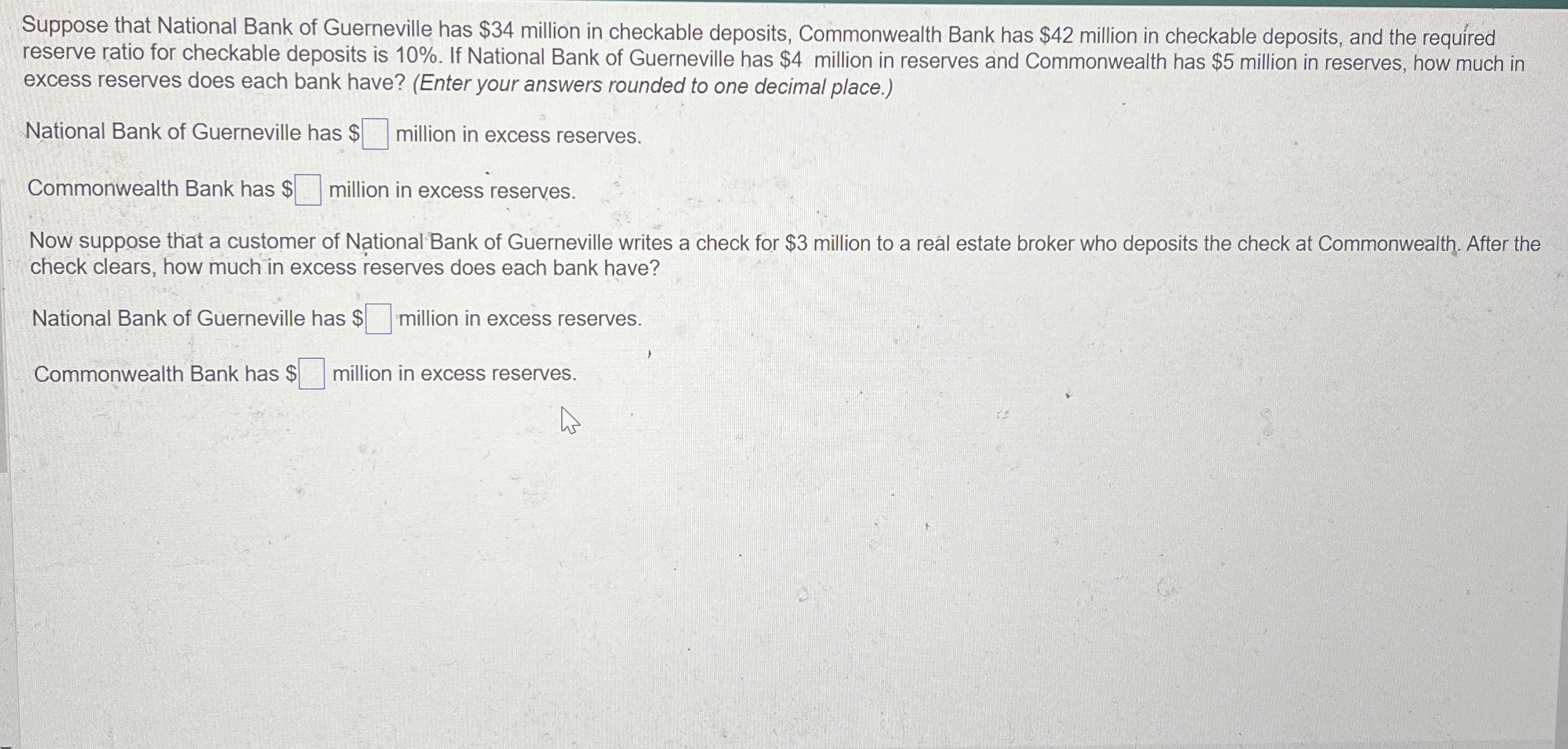 Suppose that National Bank of Guerneville has 34
