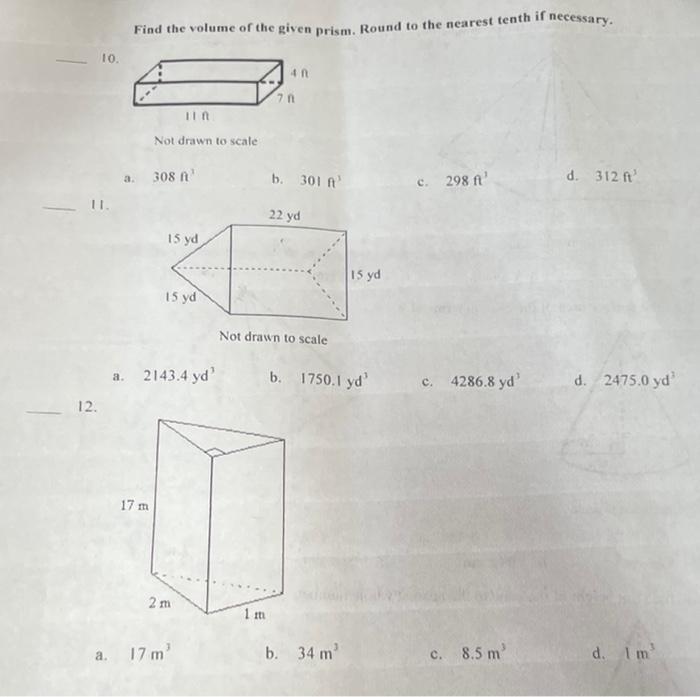 Solved Find The Volume Of The Given Prism. Round To The | Chegg.com