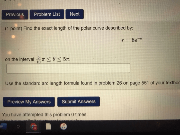 find the exact length of the polar curve described