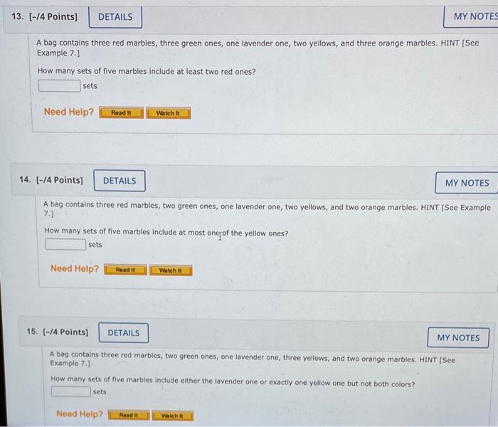 Solved A bag contains three red marbles, three green ones,