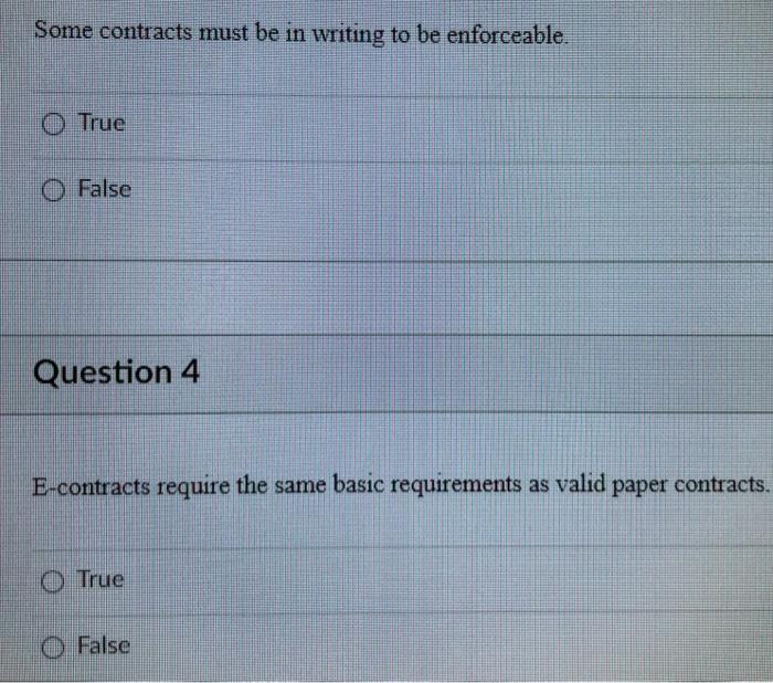 Solved Some contracts must be in writing to be enforceable.